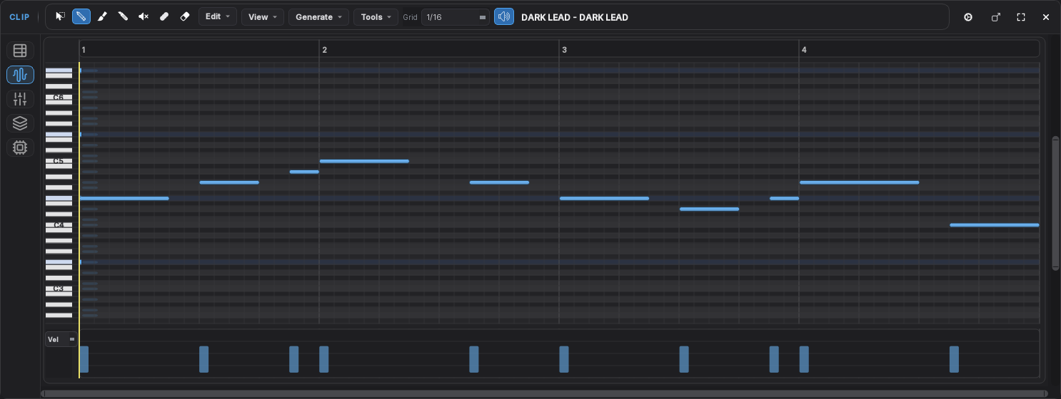The piano roll editor