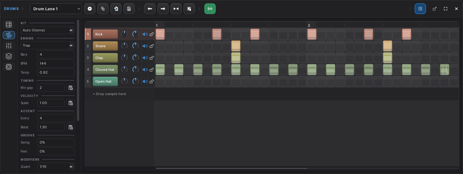 The drum step sequencer